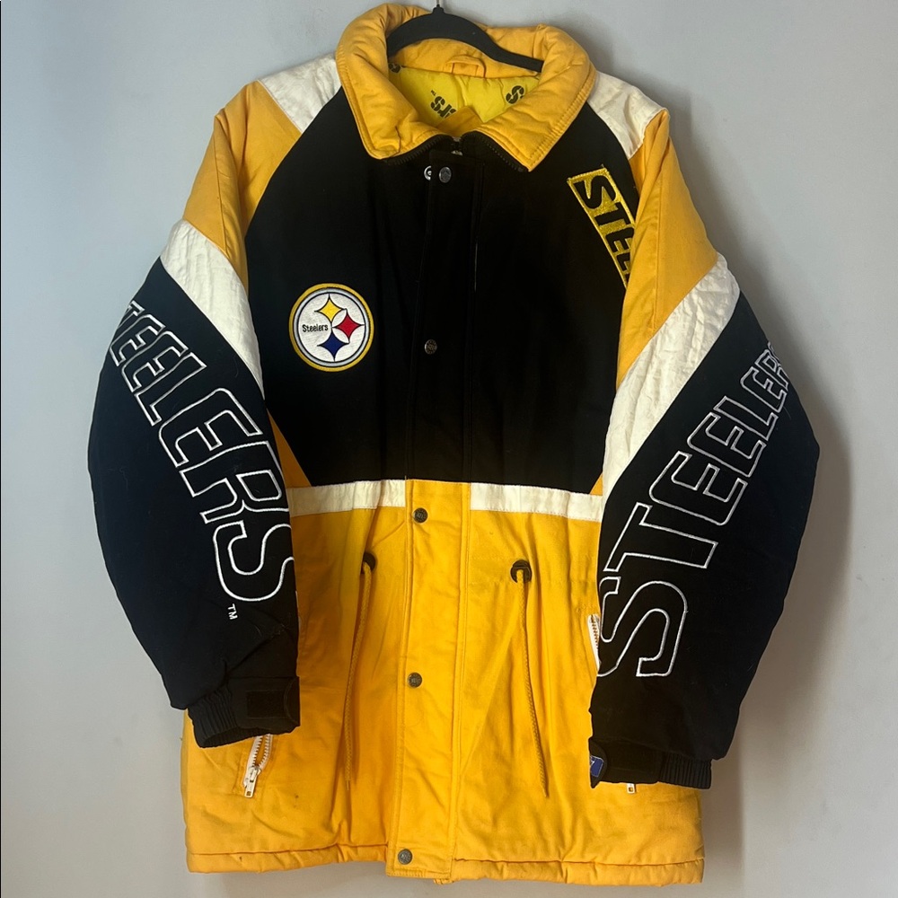 Team NFL Triple F.A.T Goose Vintage 90s Men's Steelers Yellow Black Puffer Coat